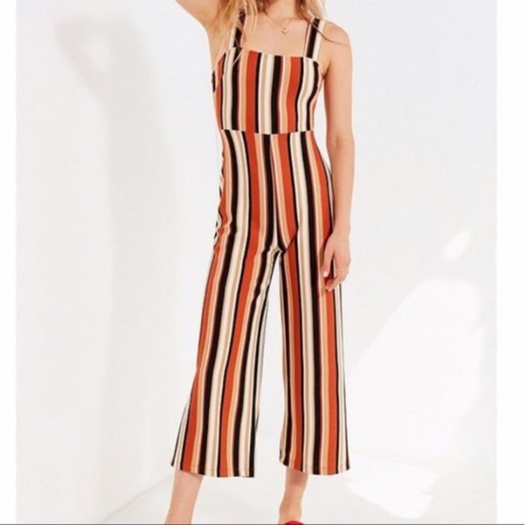 Urban Outfitters Pants - Urban Outfitters UO Orange Striped Jumpsuit Size S